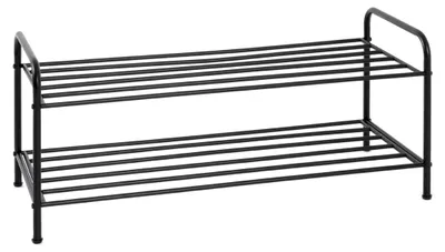 Schoenenrek 2 Ebenen, Stahlrohr schwarz, 83x37x35 cm
