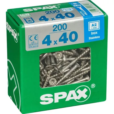 Immagine prodotto di Set di 200 viti SPAX in acciaio inox testa svasata torx, Diam.4 mm x L.40 mm