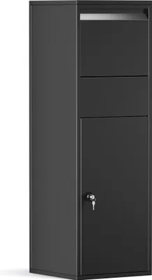 Produktbild von Wiltec Paketkasten schwarz 460 x 450 x 1400 mm, Paketbox Zuhause, private Paketannahme passend für Pakete der Größe S und L, Standbriefkasten
