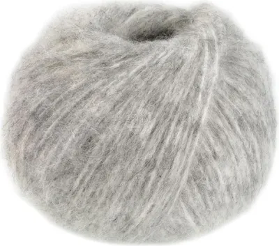 A ball of light gray yarn.