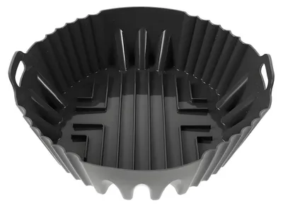 Immagine prodotto di Stampo in silicone per friggitrice ad aria, diametro 21,5 cm, rotondo, riutilizzabile, colore nero