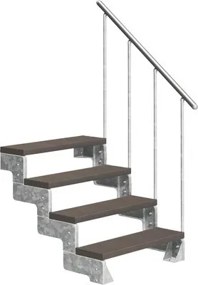 Produktbild von Aussentreppe Pertura Tallis mit Geländer 4 Steigungen 100 cm dunkelbraun