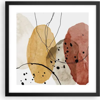 Produktbild von Gerahmtes Poster - Schwarzer Rahmen - Aquarell Abstraktion Formen - 40x40 cm - Wand Bild - Wanddeko - Wandbilder - Kunstposter - Wandposter - Bilderrahmen - Bilder - Kunstdruck - P2BAC40x40-4658