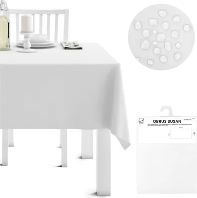 Produktbild von Domarex Fleckenresistente Tischdecke – 130x180 cm Elegante, langlebige und Pflegeleichte Tischdekoration - aus hochwertigem Material – Weiß