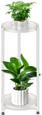 Produktbild von Zweistöckiger Pflanzenständer aus Metall, Blumentopfständer, Pflanzenständer für drinnen und draußen, Pflanzenregal, Blumenregal, Pflanzenleiter für Ecken, Wohnzimmer, Balkon, Terrasse, Garten