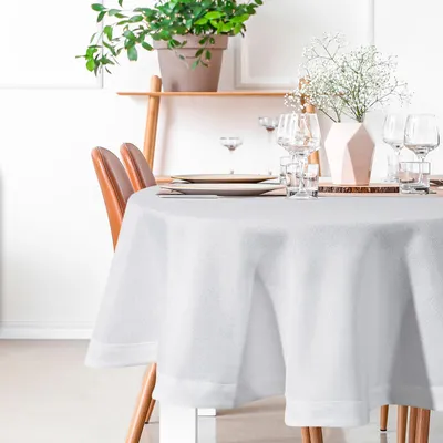 Produktbild von EUROFIRANY | Tischdecke - 120 cm - Rundes weißes Tischtuch - Elegant and Glatt