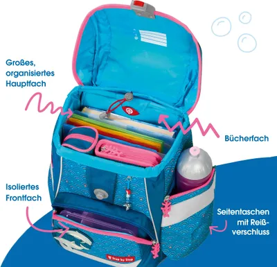 Produktbild von Step by Step Schulranzen-Set 2IN1 PLUS „Dolphin Pippa“, 10-teilig, blau