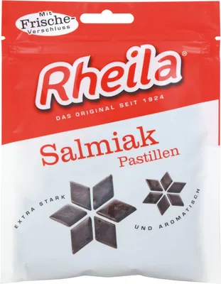 Image de Pastilles à l'ammoniaque Rheila avec 7,6 % de sel ammoniaque, 90 g de bonbons