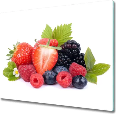 Produktbild von Glas Herdabdeckplatte 60x52 cm Spritzschutz Glasabdeckplatte Schneidebrett Waldfrüchte