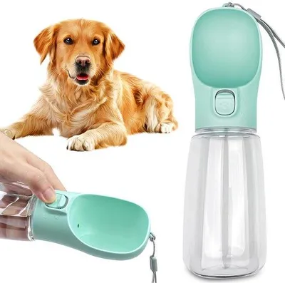 Immagine prodotto di Borraccia portatile da 550 ml per cani e gatti - Borraccia da viaggio - Con cinturino - Impermeabile - Ideale per l'uso all'aperto