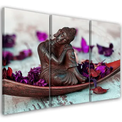 Immagine prodotto di Trittico su tela religioso - viola 90x60 cm Feeby quadro viola pronto da appendere