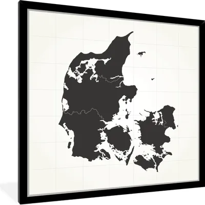 Produktbild von MuchoWow® Gerahmtes Poster Schwarz-Weiß-Illustration eines schwarzen Dänemark 40x40 cm - Poster mit Schwarzem Bilderrahmen Wandposter Rahmen Foto Bilder - Mit Rahmen - Wanddekoration Schlafzimmer