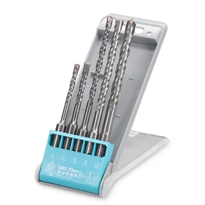 Produktbild von Navaris 5-teiliges SDS Bohrer Set - 5-10mm - für Beton Ziegel Stein - Bohrhammer SDS Aufsatz Set - mit Aufbewahrungsbox - SDS Stahl Bohrersatz