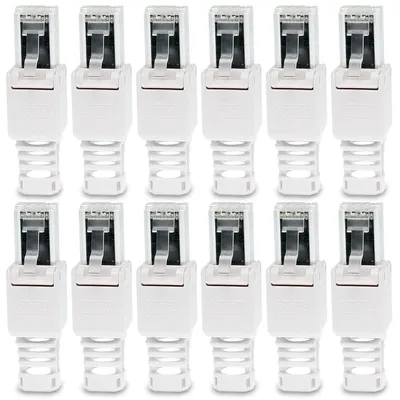 Produktbild von Netzwerkstecker Cat 6a RJ45 Stecker 12x Steckverbinder werkzeuglos Zugentlastung