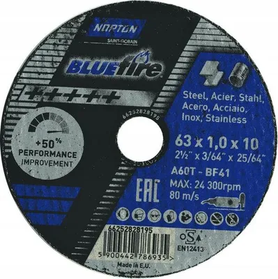 Produktbild von Norton Blue Fire Trennscheibe A60T 63x10mm Metallbearbeitung