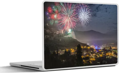 Produktbild von MuchoWow® Laptop Aufkleber Sticker Cover Gardasee - Feuerwerk - Stadt 30x22 cm - Laptop-Sticker