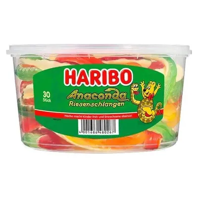 Produktbild von Haribo Anaconda Riesenschlangen 30 Stück in der Dose