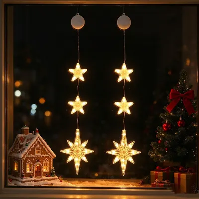 LED Weihnachtsbeleuchtung, 2 Stück, warmes Licht, 90 cm Kabel