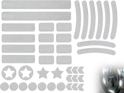 Produktbild von 42 Stück Fahrrad Reflektoren Aufkleber Set,Fahrrad Reflektierend Felgen Sticker,Selbstklebend Leuchtaufkleber,Reflexsticker,Reflexfolie,Reflektorband mit Verschiedenen Formen,für Motorräder