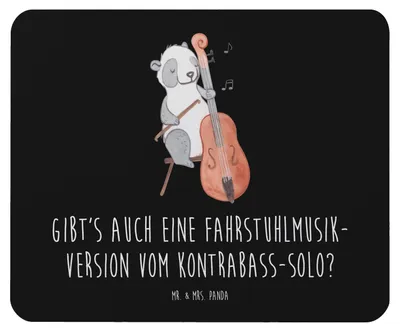 Produktbild von Mr. & Mrs. Panda Mouse Pad Kontrabass Solo - Schwarz - Geschenk, Magie, Instrument, Mauspad, computer mousepad, Sinfonieorchester, Humor, Musik, mousematte, Musiker