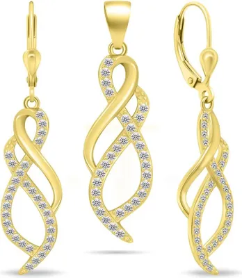 Immagine prodotto di Set di gioielli placcati oro lucido con zirconi SET222Y (orecchini, ciondolo)