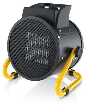 Productafbeelding van Brandson verwarmingsventilator 3000 W, bouwverwarmingsapparaat met keramisch verwarmingselement, 2 warmtestanden, thermostaat, verstelbare ventilator, draaghandvat, 290 m³ per uur, 1 stuk, zwart en geel
