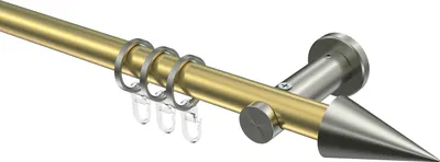 Produktbild von Interdeco Gardinenstange / Vorhangstange Messing-Optik / Edelstahl-Optik, Typ Platon Savio (Kegel), 20 mm Ø 1-läufig, 240 cm