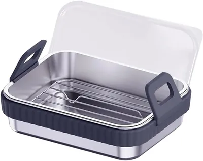 Productafbeelding van Airfryer Mand - Bakblik Roosterkorf - Bakken Braden Koken - Gelijkmatige Warmte - 20x15x5.5cm - Grijs