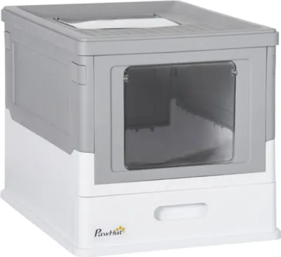 Obrázok produktu pre Toaleta pre mačky D31-061V00GY, odnímateľná spodná priehradka, vrátane plastovej lopatky, sivá