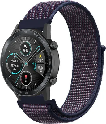 Produktbild von Strap-it Honor Magic Watch 2 Nylonarmband (Lila-Blau)