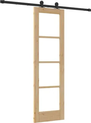 Image de Porte coulissante vidaXL ORKDAL, finition naturelle et noire, 61 x 198,5 cm
