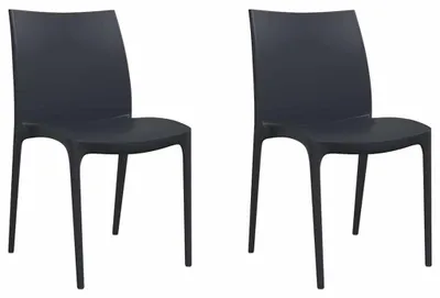 Image de Chaises de jardin empilables, lot de 2, couleur anthracite