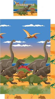 Produktbild von Floso - "Dino Herd" Bettwäsche, wendbar TC278 (Einzelbett) (Bunt)