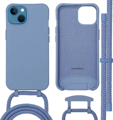 Image de imoshion Coque arrière colorée avec cordon amovible et MagSafe pour Apple iPhone 13 - Bleu cendré