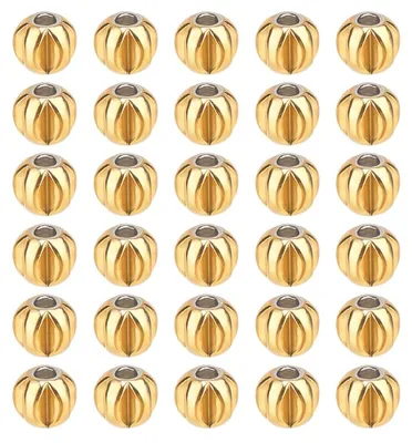 Abstandshalter-Perlen 30 Stück, 4,5 mm, 18K vergoldet, Edelstahl, Gold