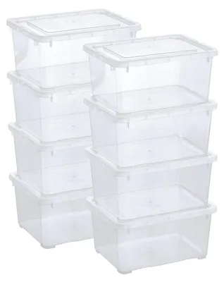 Image de Petites boîtes de rangement avec couvercle, 1,7 litre, transparentes, lot de 8, aérées, empilables, boîtes de rangement idéales