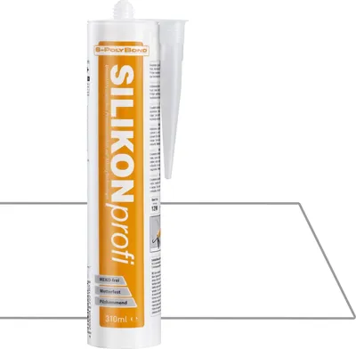 Produktbild von 1x Silikon Kartusche, S-Polybond® SILIKONprofi Transparent | Alkoxy- Silikon 310ml Silikon Kartusche Dichtstoff für Innen-und Außen Sanitär, Küchenbereich, Bausilikon, uvm. MEKO frei