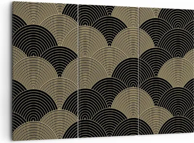 Produktbild von Bild auf Leinwand - Leinwandbild - 3 Teile - Schwarz und Gold Kreise Grafiken - 105x70cm - Wand Bild - Wanddeko - Wandbilder - Leinwanddruck - Bilder - Wanddekoration - Leinwand bilder - CE105x70-4880