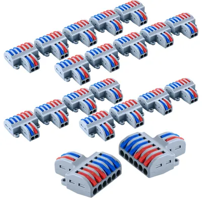 Verbindungsklemmen 20 Stk., 2 in 6 out, 0,08–4 mm², Hebelklemmen