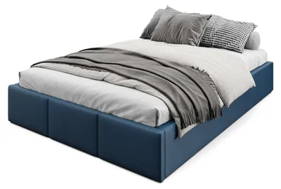 Produktbild von Muralo POLSTERBETT 140x200 cm Doppelbett ohne Kopfteil mit Bettkasten und hochklappbarem Lattenrost Dunkelblau