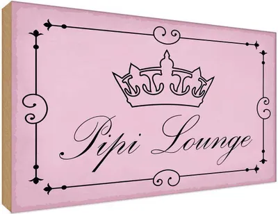 Produktbild von vianmo Holzschild 30x40 cm Pipi Lounge Toilette Krone rosa Warnschild Hinweisschild