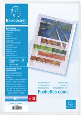 Produktbild von Exacompta 10x Pack 10 Aktensichthüllen glattem PP 120µ, A4, Kristall, 5610E