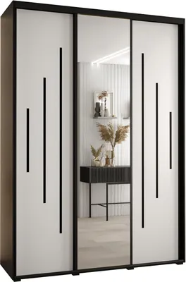 Produktbild von MEBLE KRYSPOL Davos 13 Schrank, drei Türen - 235,2x170x45 cm - Schwarz Weiß Schwarz