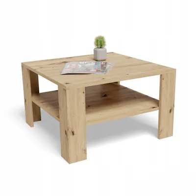 Produktbild von MATKAM Elegante Couchtisch 68x68 cm NIEDRIG EX3, Minimalistisches Design, ideal für Wohn- und Arbeitsräume,  einfache Montage (Artisan Eiche)