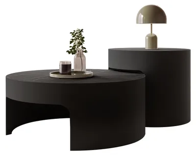 Produktbild von MIRJAN24 Couchtisch Vellaro, Wohnzimmer Kaffeetisch (Farbe: Schwarz / Black Pietra Grigia), KI-generiertes Bild