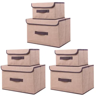 Image de Lot de 6 boîtes de rangement pliables avec couvercle, idéales pour les vêtements