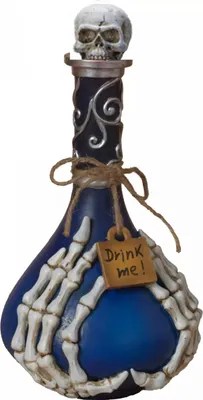 Produktbild von Halloween Skelett Giftflasche mit Totenschädel als Tischdeko