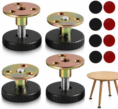 Obrázok produktu pre 4 kusy nastaviteľných nožičiek na nábytok – výška nastaviteľná od 30 do 43 mm
