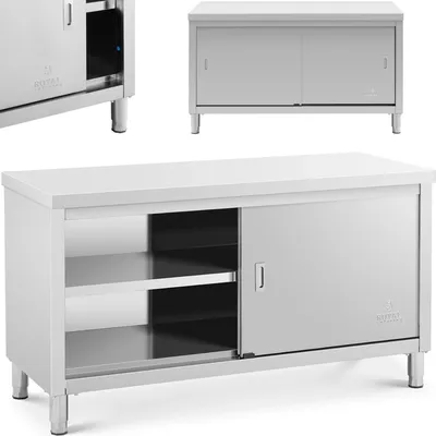 Zdjęcie produktu dla Stół Blat Roboczy Centralny Z Szafką Drzwi Suwane 150 X 60 X 85 Cm