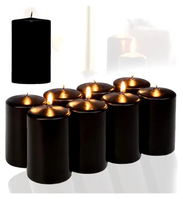 Produktbild von 8er Set Stumpenkerzen Weihnachten - Schwarz – 5,8cm x 12cm - Weihnachtsdekoration